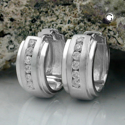 Paire de boucles d'oreilles argent sterling zirconium vue de côté