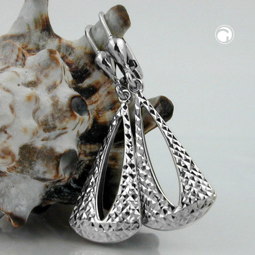 Boucles d'oreilles argent sterling 38x12mm vue de face