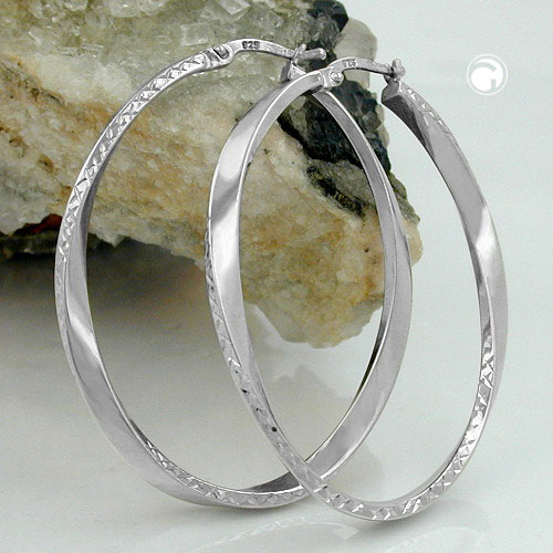 Créoles argent sterling forme ovale torsadée