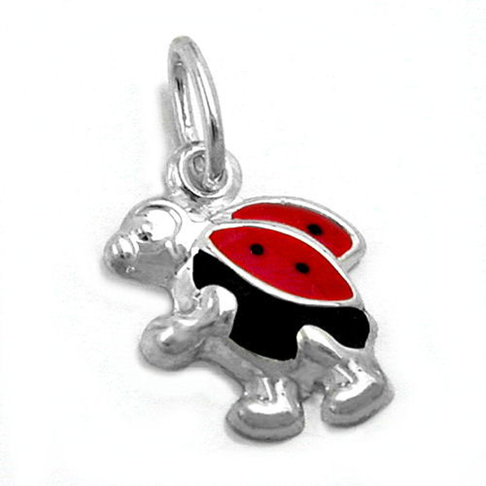 Pendentif coccinelle rouge et noir en argent 925