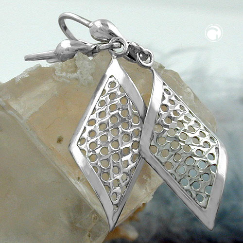 Paire de boucles d'oreilles argent sterling forme carrée allongée