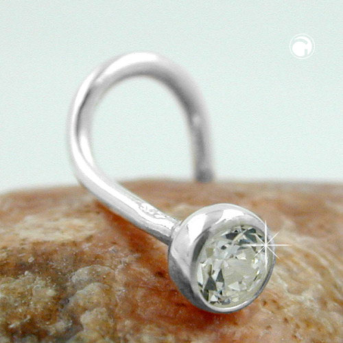 Bijou nez argent sterling zircon blanc 3mm