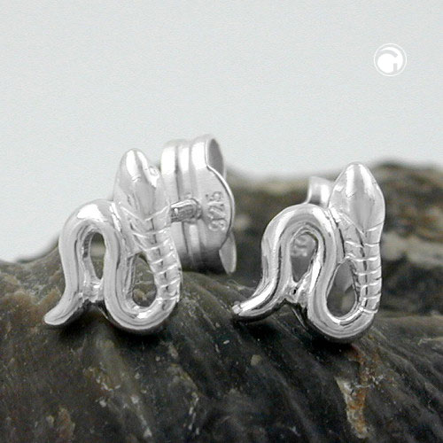Dormeuses serpent argent sterling vue de face