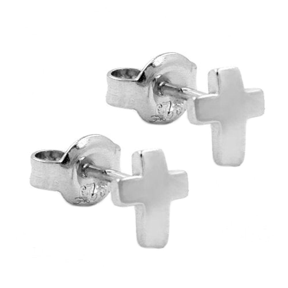 Boucles d'oreilles argent 925 croix brillante