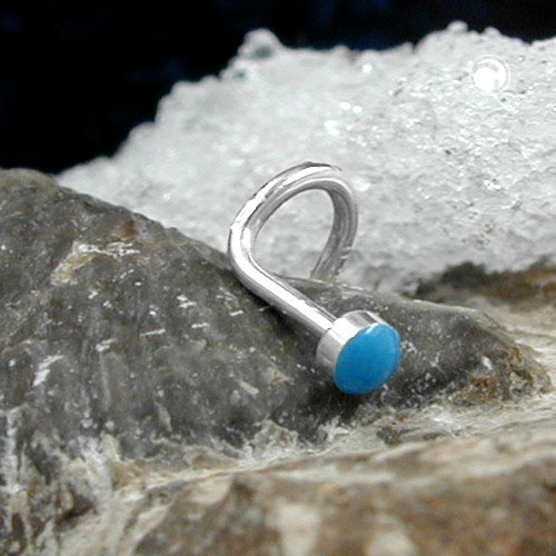 Nez vissé argent sterling émail bleu vue latérale