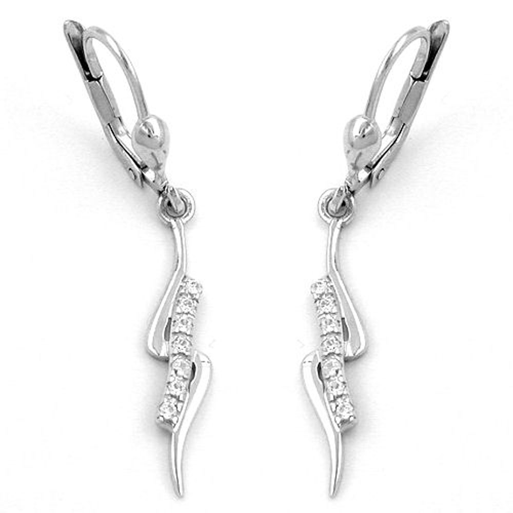 Boucles d'oreilles argent 925 avec zirconias, fermoir levier