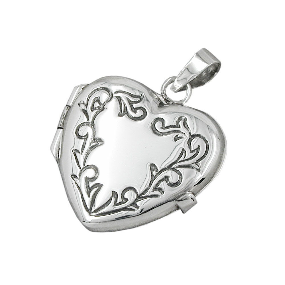 Pendentif médaillon cœur en argent 925/000 ouvert avec photo