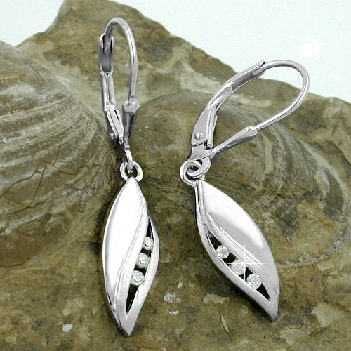Paire de boucles d'oreilles en argent sterling et zirconium, style chic