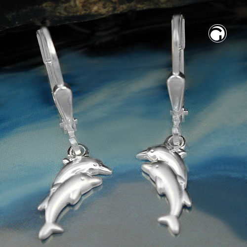 Pendentifs dauphins argent sterling boucles d'oreilles levier