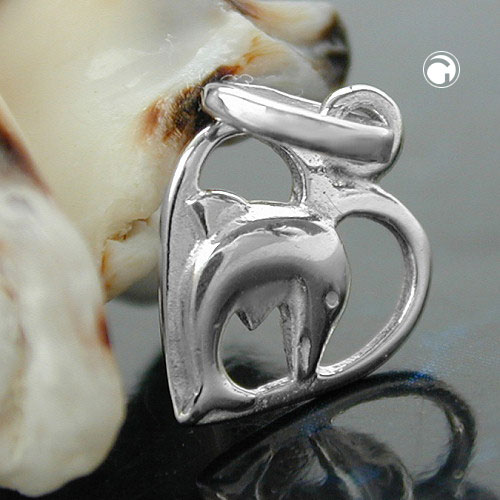 Bijou argent sterling forme cœur et dauphin