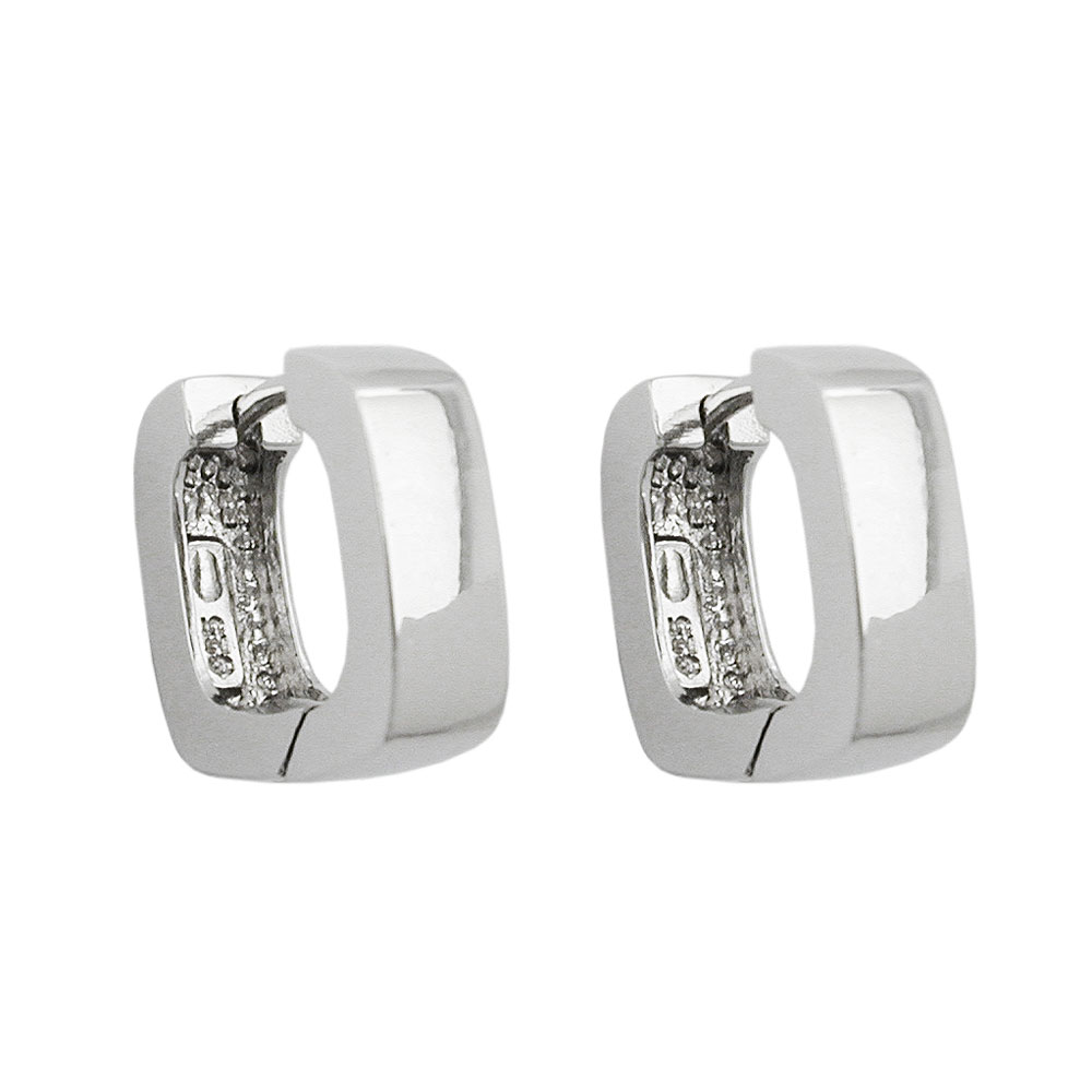 Boucles d'oreilles argent 925 carrées rhodiées