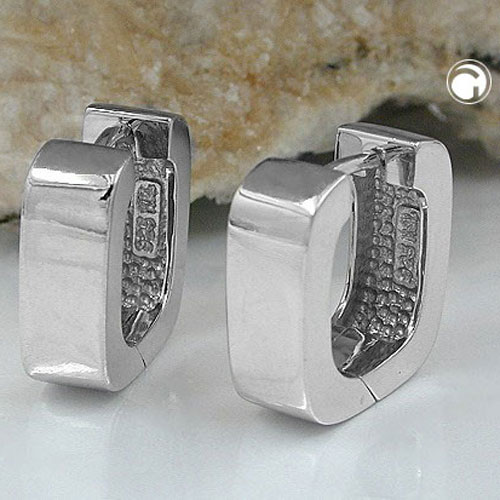 Créoles argent sterling forme carrée vue de face