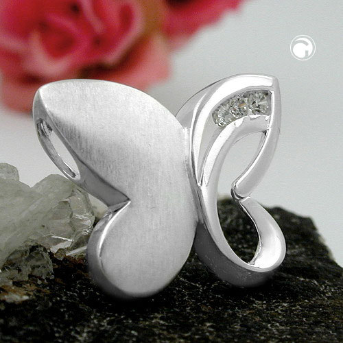 Pendentif argent sterling forme papillon fini mi-mat et mi-poli