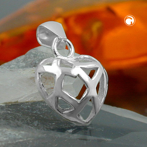 Pendentif argent sterling coeur ajouré détail finition