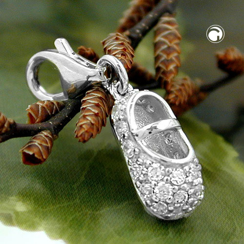 Charm argent chaussure bébé sur fond blanc