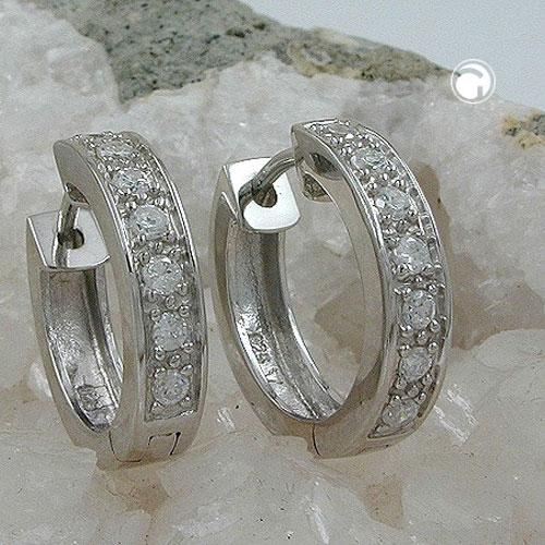 Paire de boucles d'oreilles hoop argent sterling zirconias