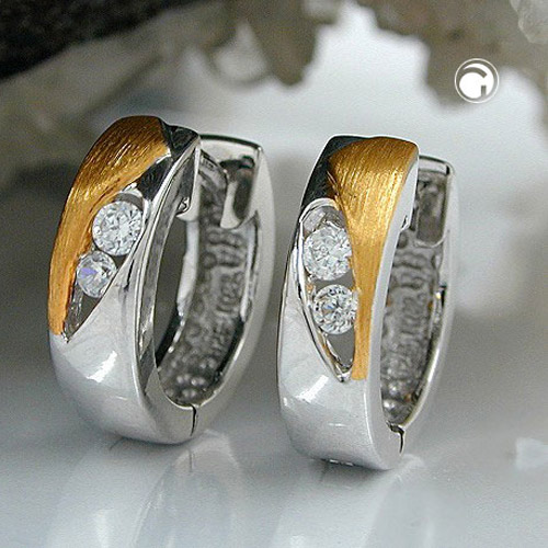 Créoles argent sterling deux tons or et argent finition mate