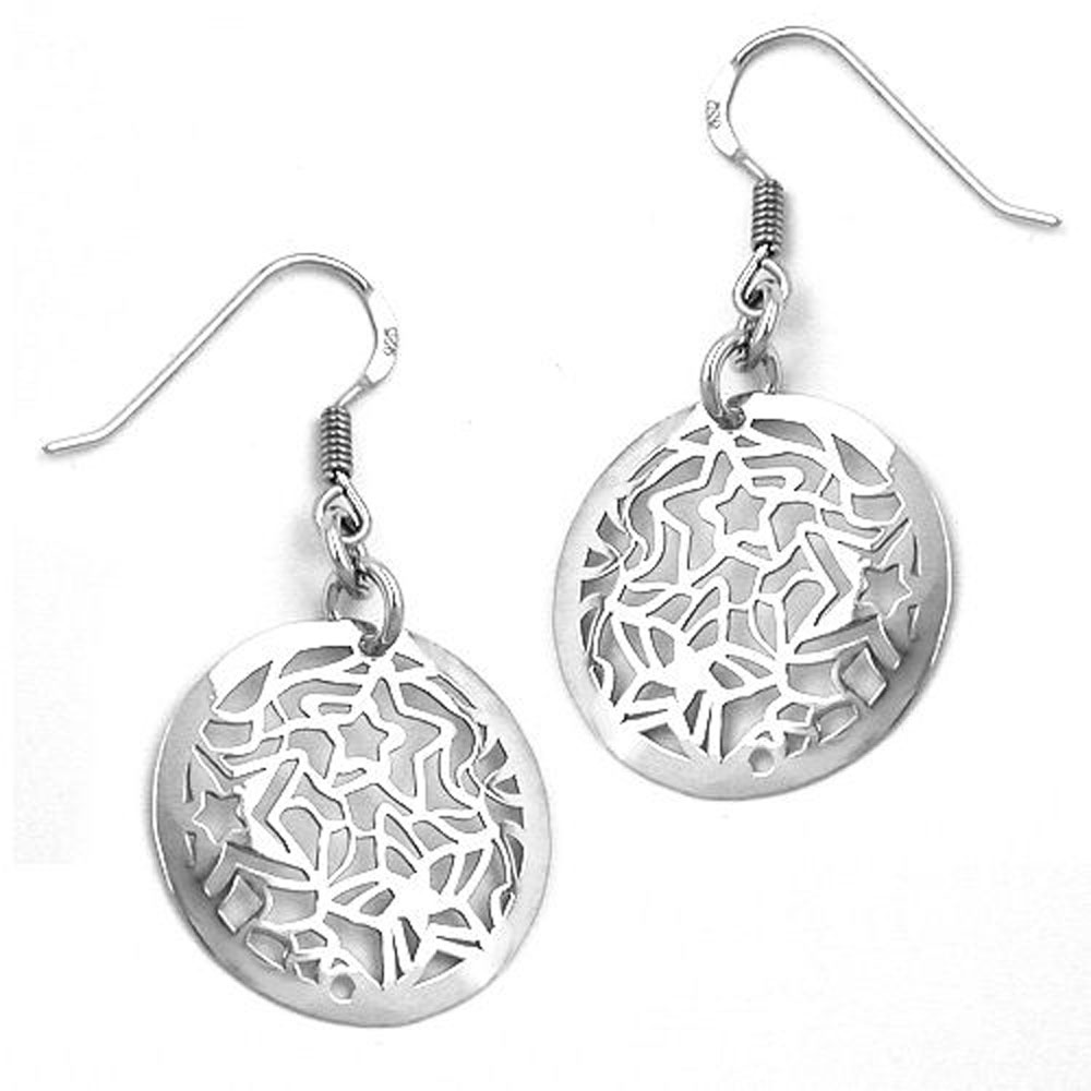 Boucles d'oreilles argent 925 en forme d'étoiles rondes