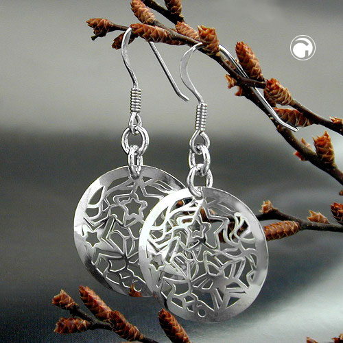 Paire de boucles d'oreilles argent sterling avec motifs d'étoiles