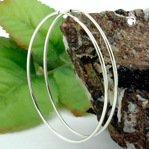 Boucles d'oreilles argent sterling creoles tube vue latérale