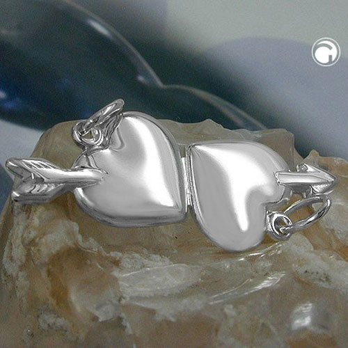 Pendentif argent sterling cœurs percés flèche amitié