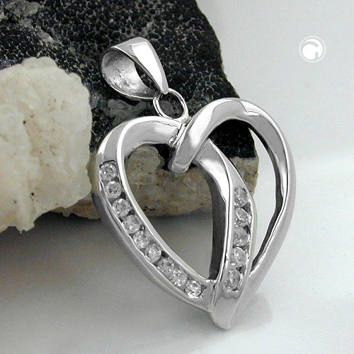 Pendentif coeur argent sterling avec zircone cubique
