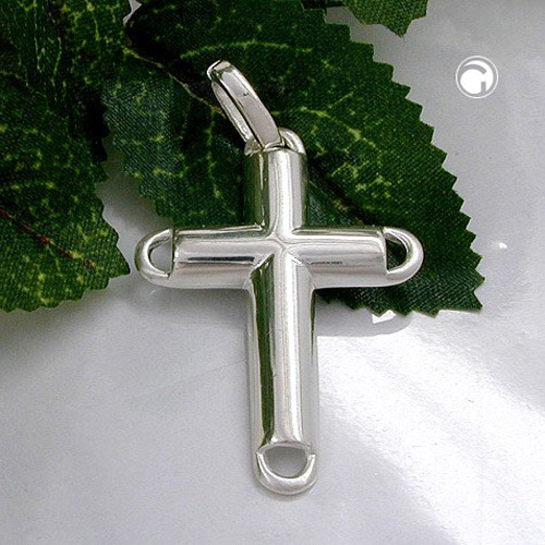Pendentif croix argent sterling finition mixte