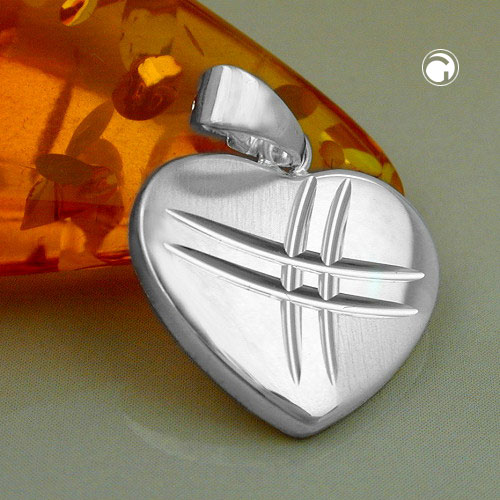 Bijou argent sterling forme cœur finition mate