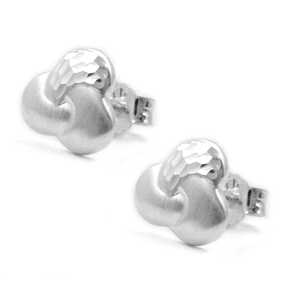 Boucles d'oreilles puces argent 925 mat finition diamant