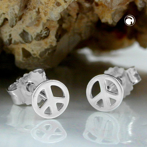 Paire de boucles d'oreilles argent sterling motif paix
