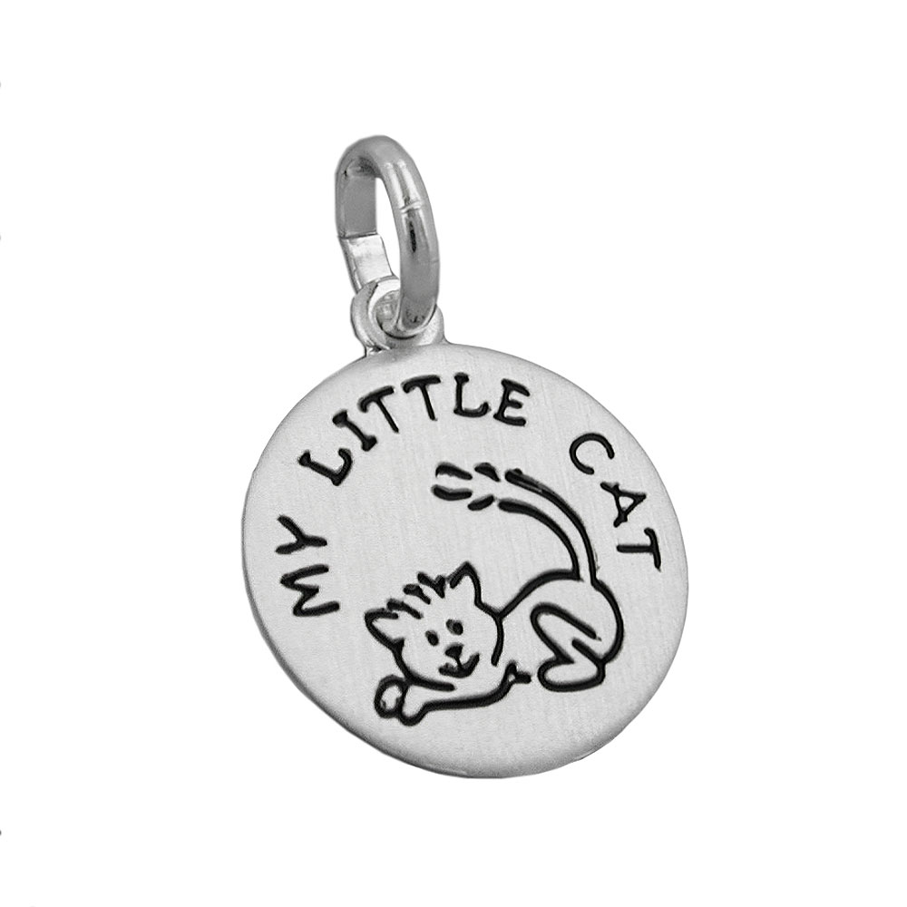 Pendentif argent 925 My Little Cat avec gravure et chaton