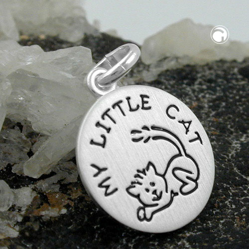 Bijou enfant argent pendentif chat gravé MY LITTLE CAT