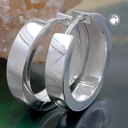Paire de créoles argent sterling polies vue de face
