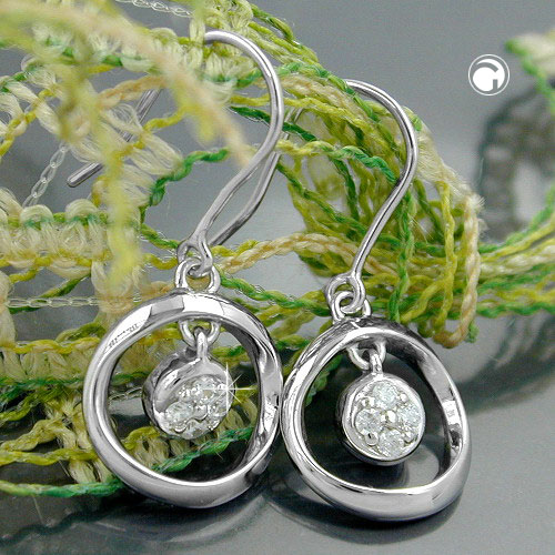Paire de boucles d'oreilles argent sterling avec zirconium brillant