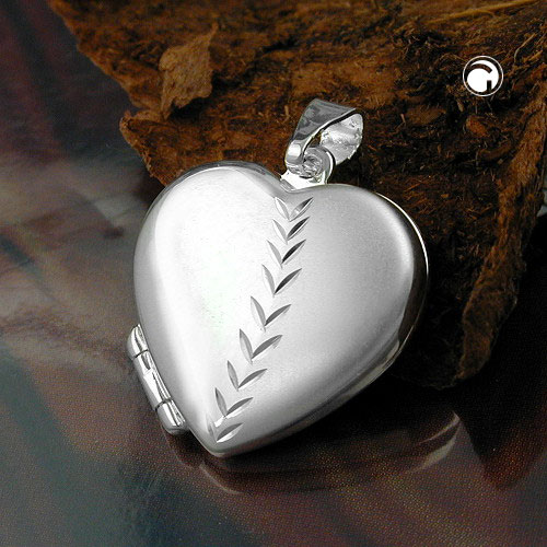 Médaillon cœur argent sterling pendentif scintillant
