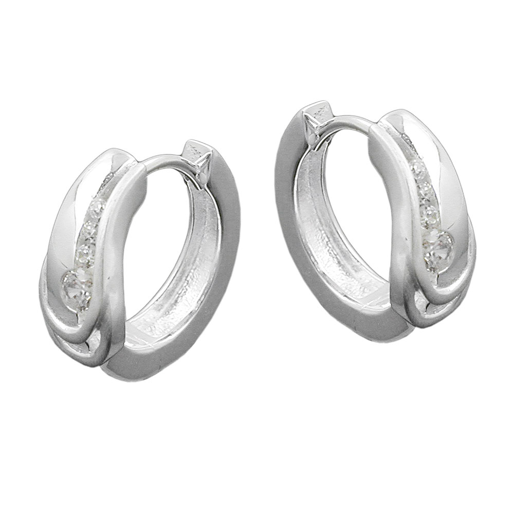 Boucles d'oreilles créoles en argent 925 avec zirconium