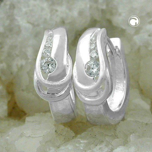 Paire de boucles d'oreilles argent sterling et zirconium