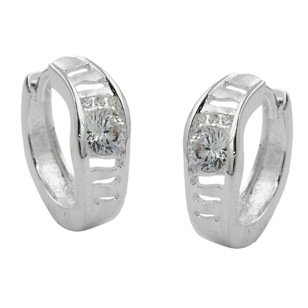 Boucles d'oreilles créoles en argent 925 avec zirconium