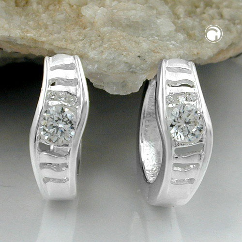 Paire de boucles d'oreilles argent sterling serties de zirconium