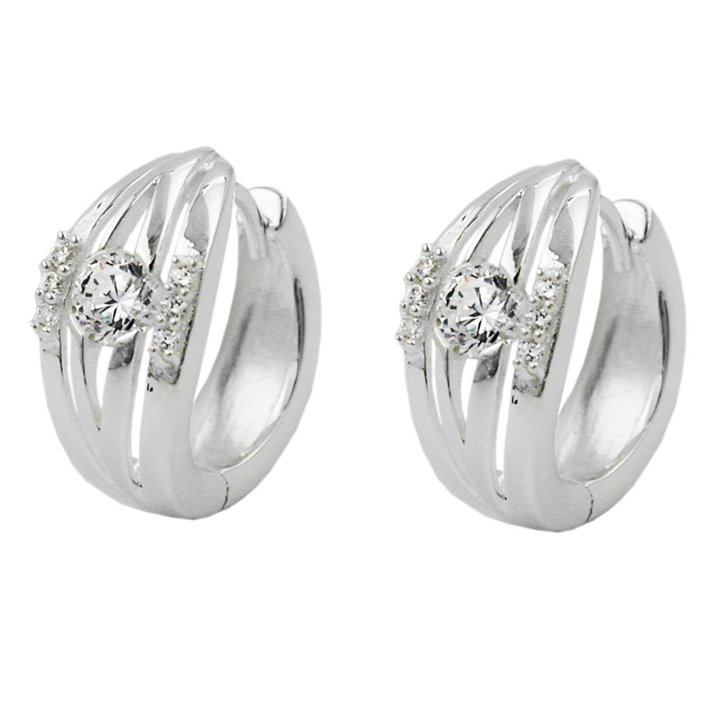 Boucles d'oreilles créoles argent 925 avec zirconium
