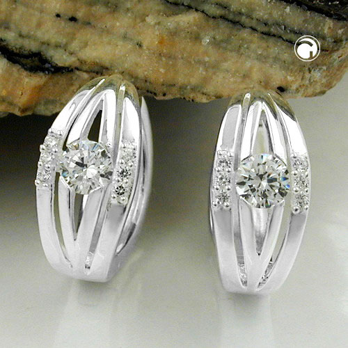 Paire de créoles en argent sterling ornées de zirconium