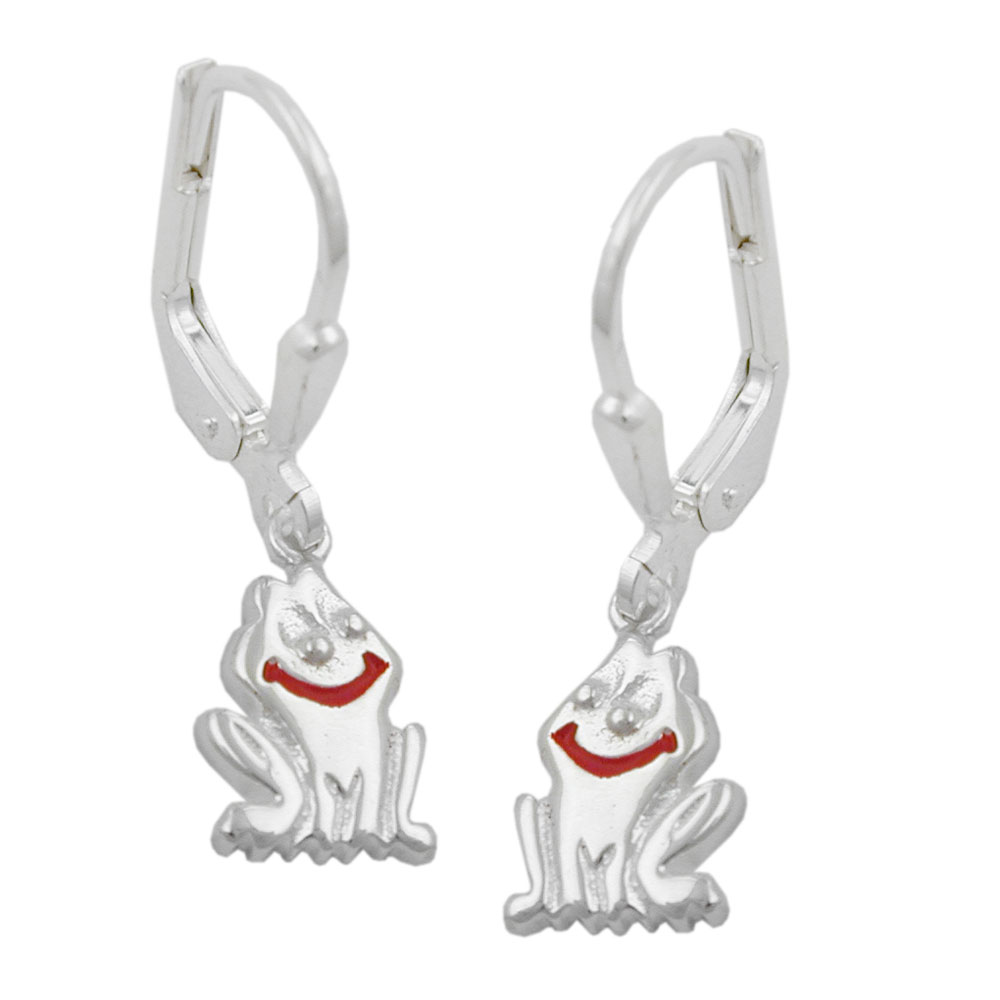 Boucles d'oreilles argent 925 grenouilles lèvres rouges
