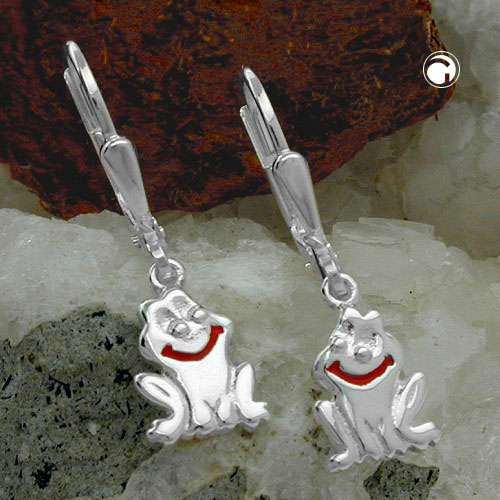 Paire de boucles d'oreilles argent sterling forme grenouille