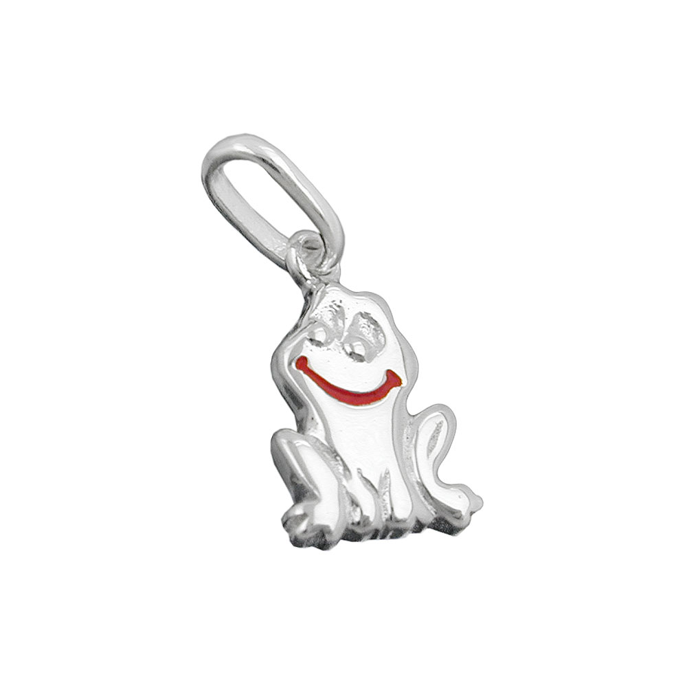 Pendentif argent 925 grenouille souriante lèvres rouges