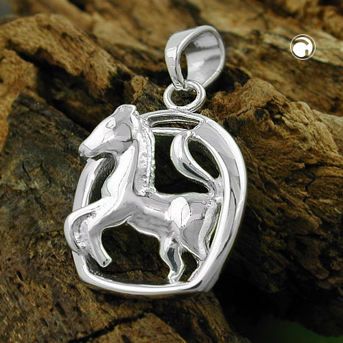 Pendentif argent sterling cheval fer à cheval détail