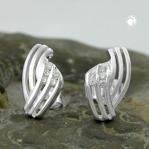 Puces d'oreilles argent sterling zirconia vue de face