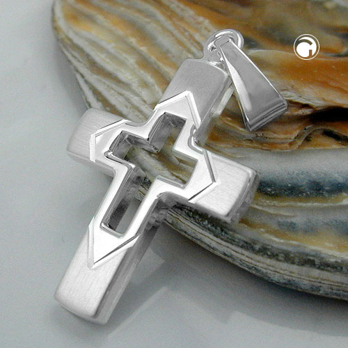 Croix diamant argent sterling vue de profil