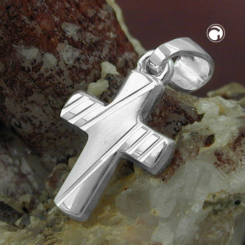 Petite croix en argent sterling avec taille diamant