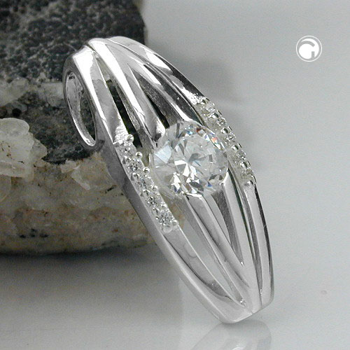 Pendentif argent sterling zirconium, détail du serti