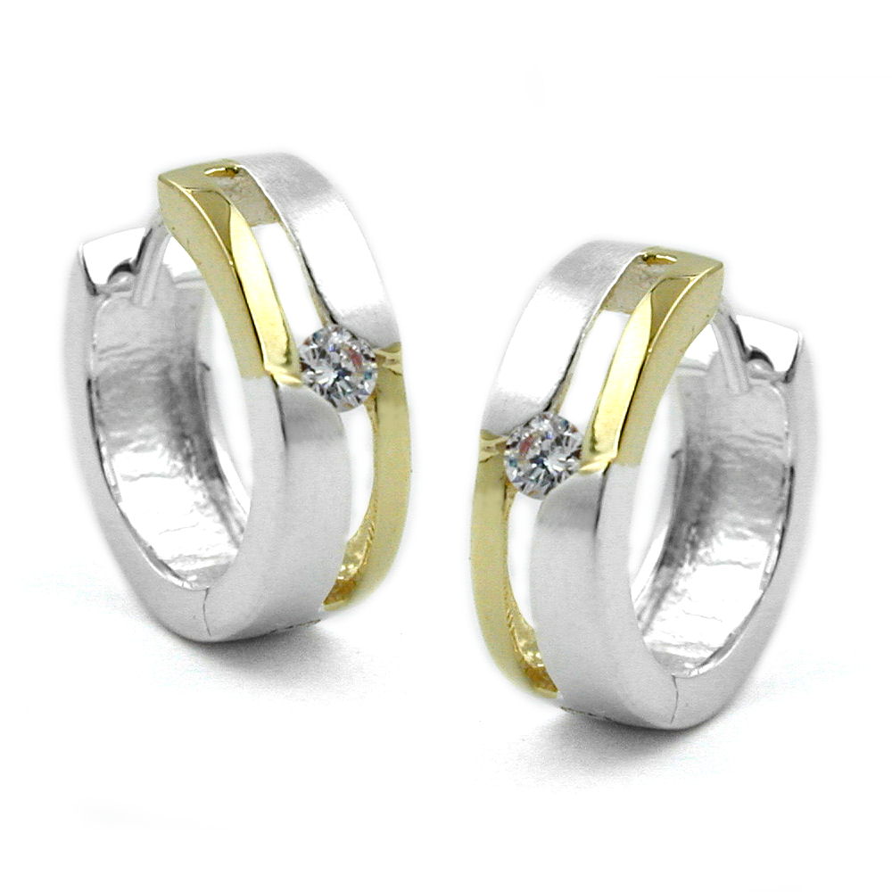 Boucles d'oreilles créoles argent 925 avec zirconium
